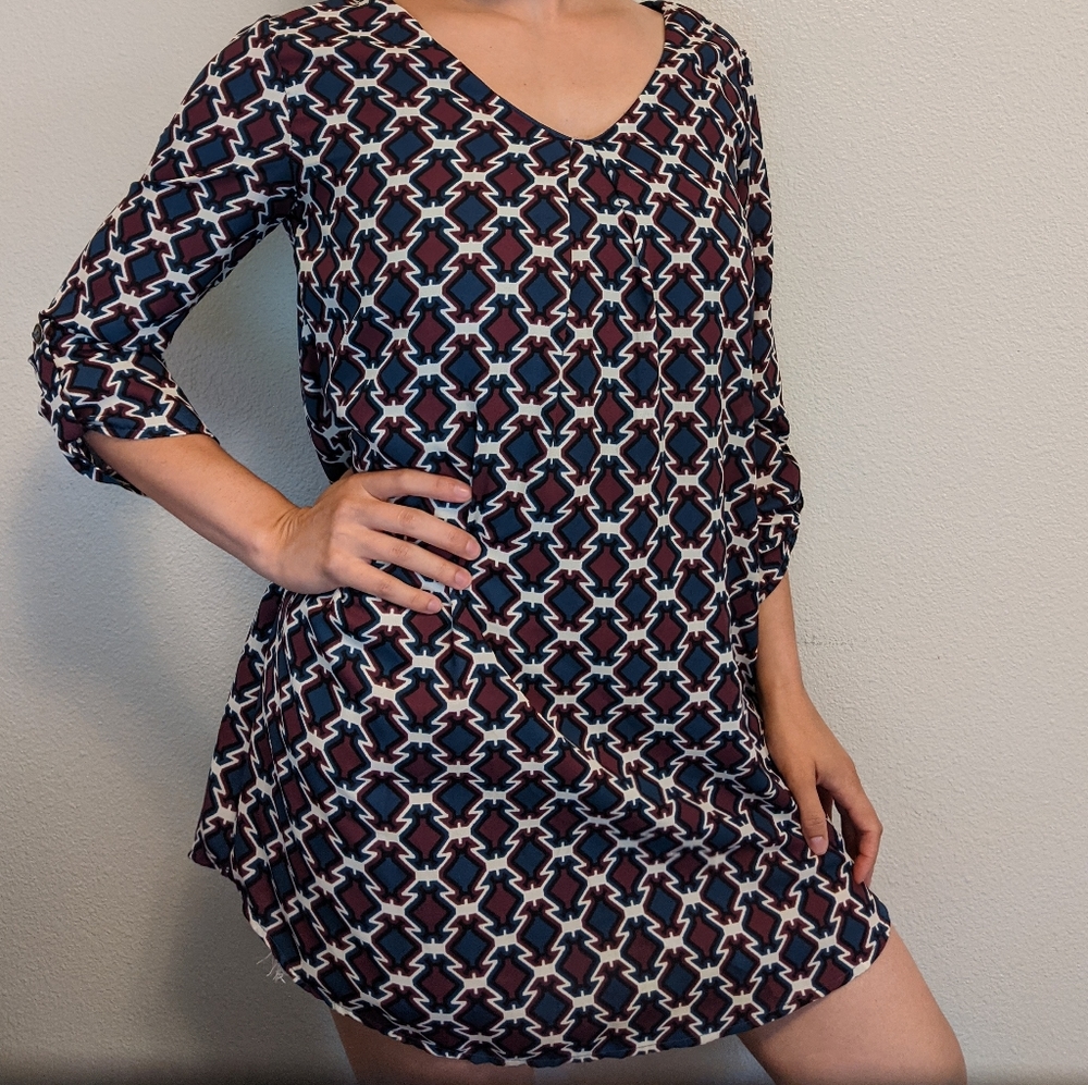 Lush 3/4 Sleeve Print Dress